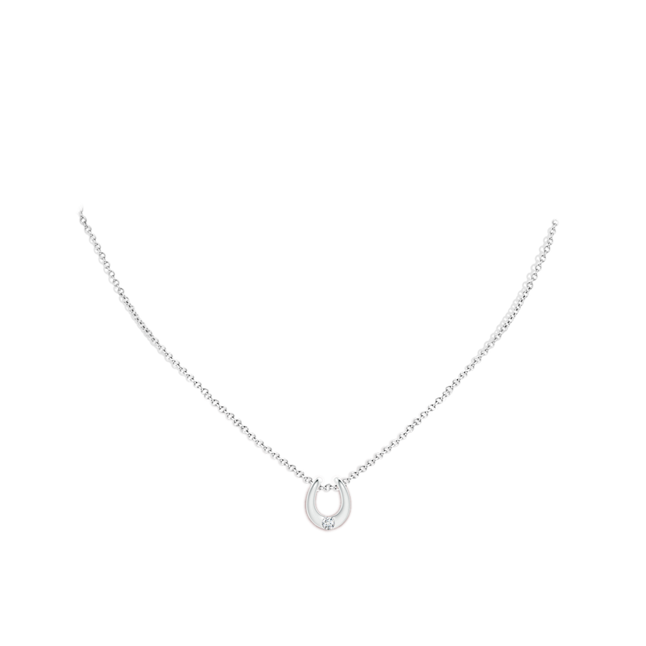 3mm GVS2 Gypsy-Set Diamond Horseshoe Pendant in White Gold body-neck