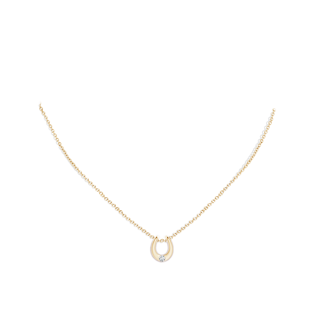 3mm GVS2 Gypsy-Set Diamond Horseshoe Pendant in Yellow Gold Body-Neck