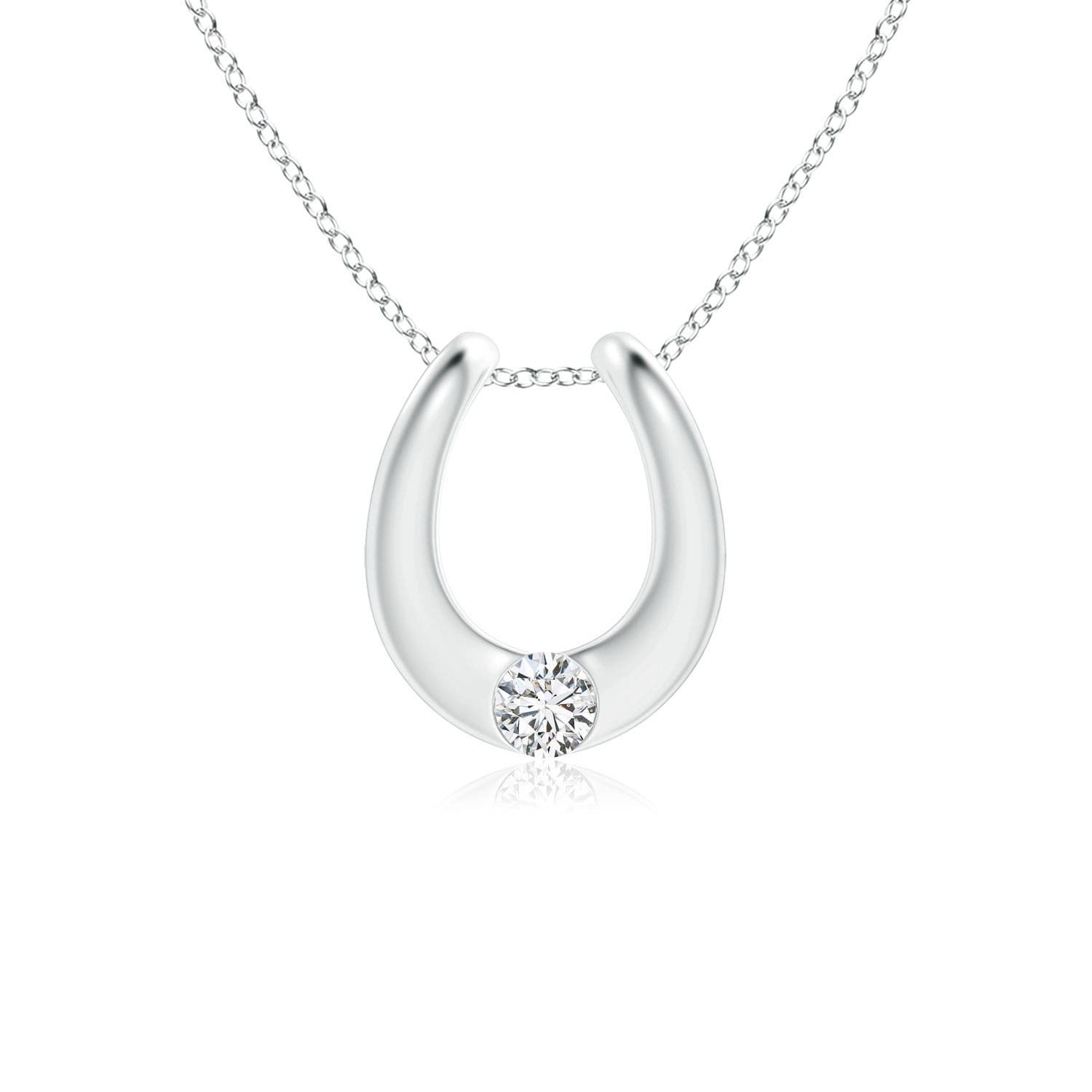 3mm HSI2 Gypsy-Set Diamond Horseshoe Pendant in 18K White Gold