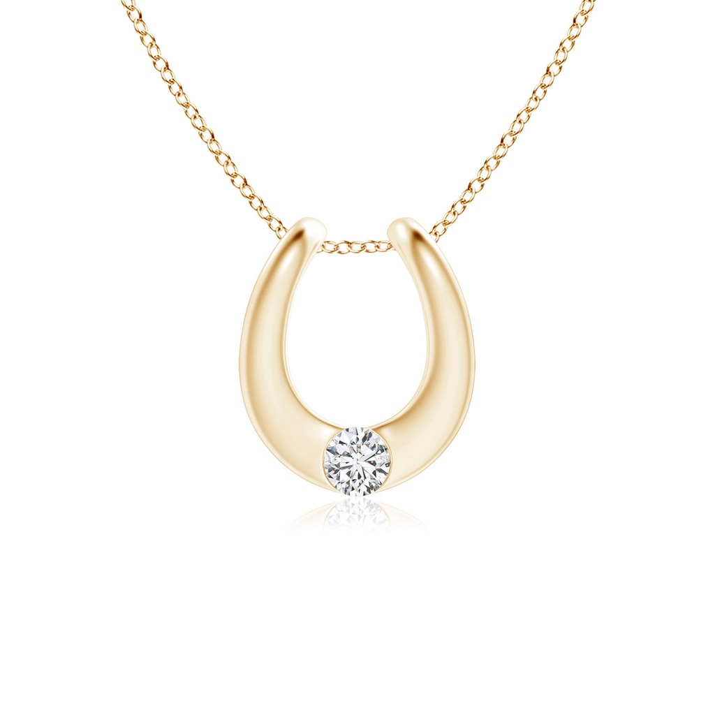 3mm HSI2 Gypsy-Set Diamond Horseshoe Pendant in Yellow Gold