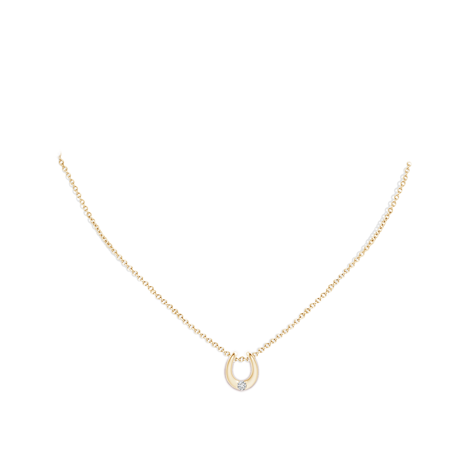 3mm HSI2 Gypsy-Set Diamond Horseshoe Pendant in Yellow Gold pen