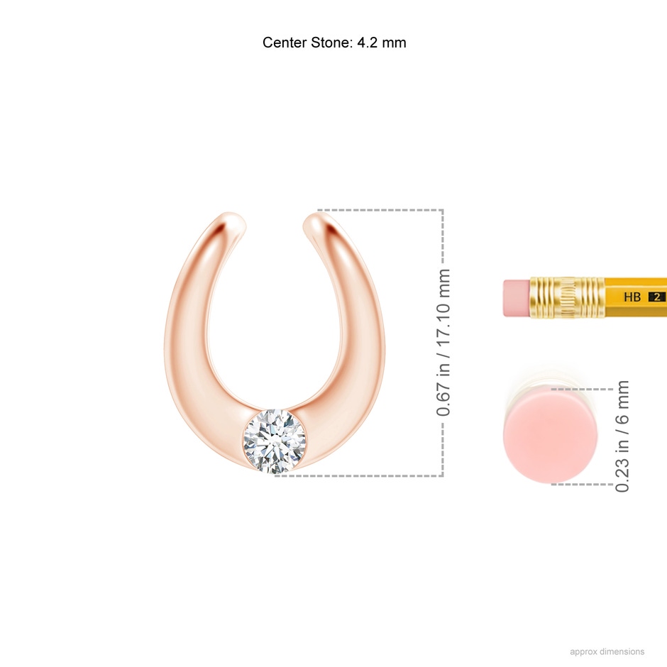 4.2mm GVS2 Gypsy-Set Diamond Horseshoe Pendant in Rose Gold ruler