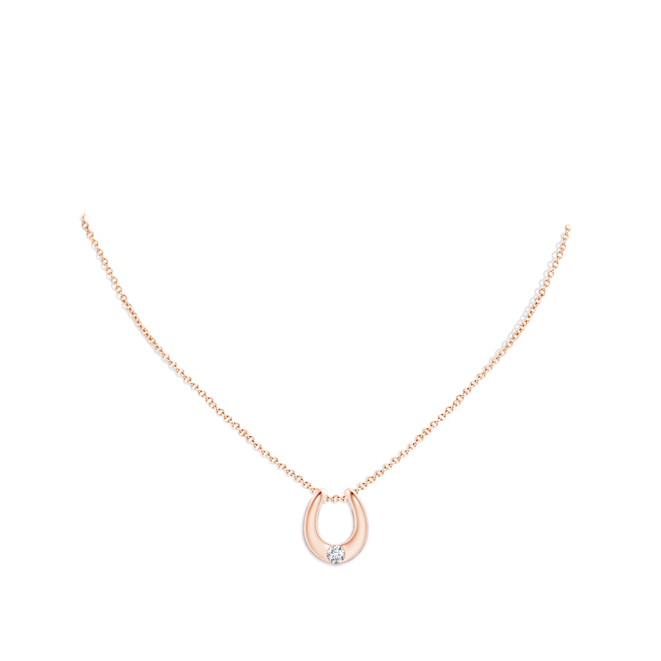 4.2mm GVS2 Gypsy-Set Diamond Horseshoe Pendant in Rose Gold body-neck