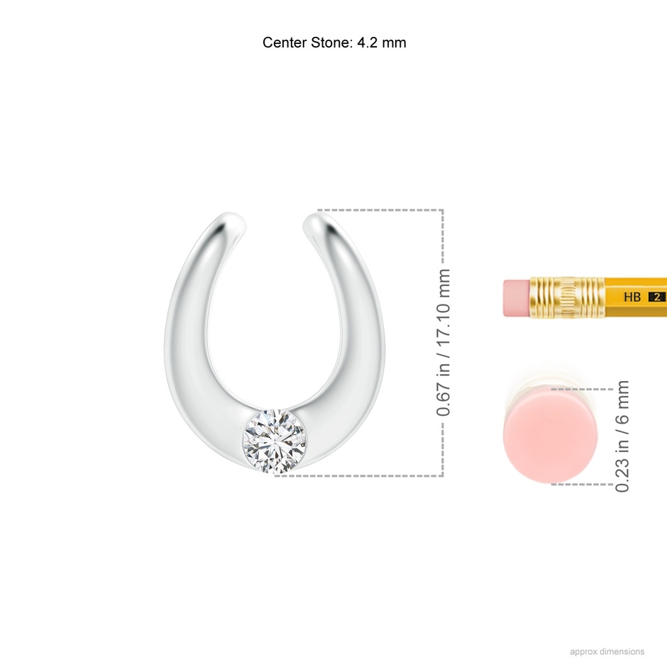 4.2mm HSI2 Gypsy-Set Diamond Horseshoe Pendant in 18K White Gold ruler