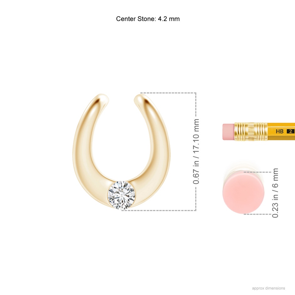 4.2mm HSI2 Gypsy-Set Diamond Horseshoe Pendant in Yellow Gold ruler