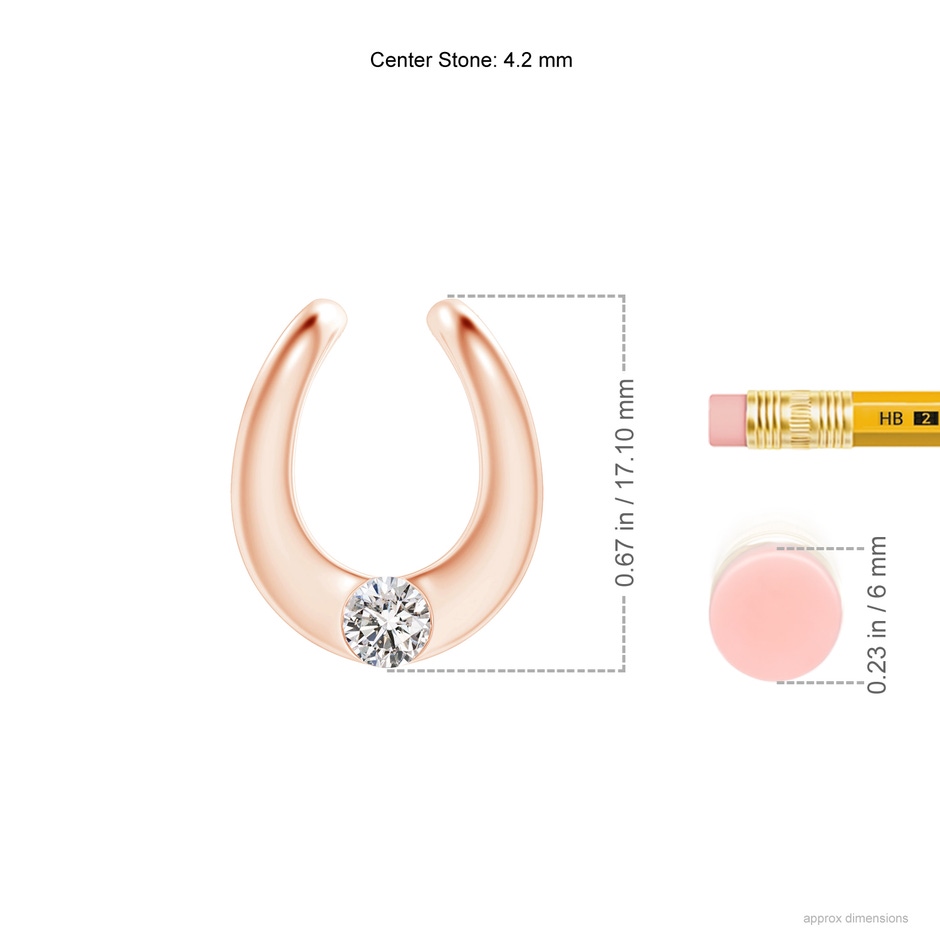 4.2mm IJI1I2 Gypsy-Set Diamond Horseshoe Pendant in 18K Rose Gold ruler