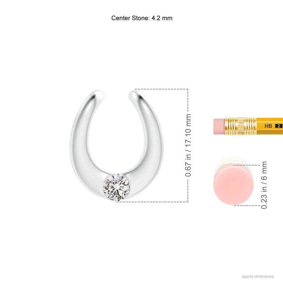 4.2mm IJI1I2 Gypsy-Set Diamond Horseshoe Pendant in 18K White Gold ruler