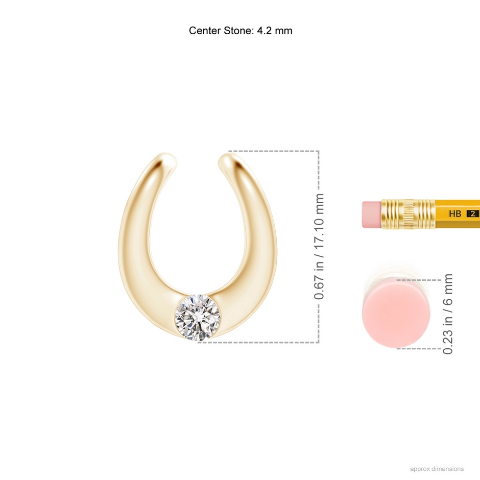 4.2mm IJI1I2 Gypsy-Set Diamond Horseshoe Pendant in Yellow Gold ruler