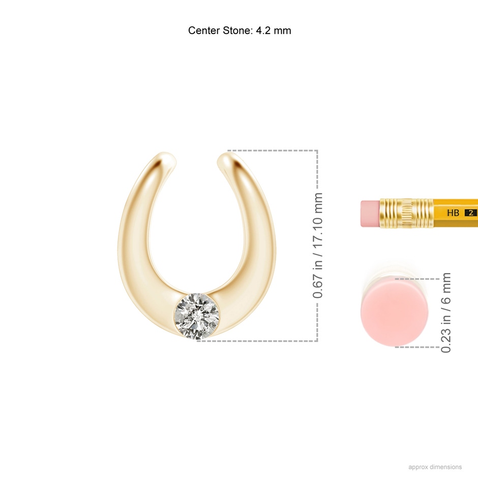 4.2mm KI3 Gypsy-Set Diamond Horseshoe Pendant in Yellow Gold ruler