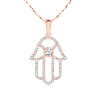 3mm GVS2 Bezel-Set Diamond Hamsa Hand Pendant in Rose Gold