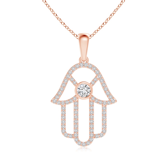 3mm HSI2 Bezel-Set Diamond Hamsa Hand Pendant in Rose Gold 