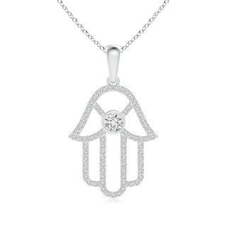 3mm HSI2 Bezel-Set Diamond Hamsa Hand Pendant in White Gold