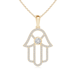 3mm HSI2 Bezel-Set Diamond Hamsa Hand Pendant in Yellow Gold