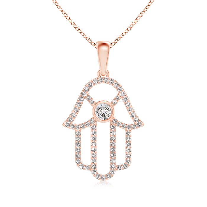 3mm IJI1I2 Bezel-Set Diamond Hamsa Hand Pendant in Rose Gold 
