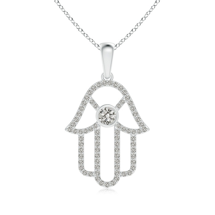 3mm KI3 Bezel-Set Diamond Hamsa Hand Pendant in White Gold 