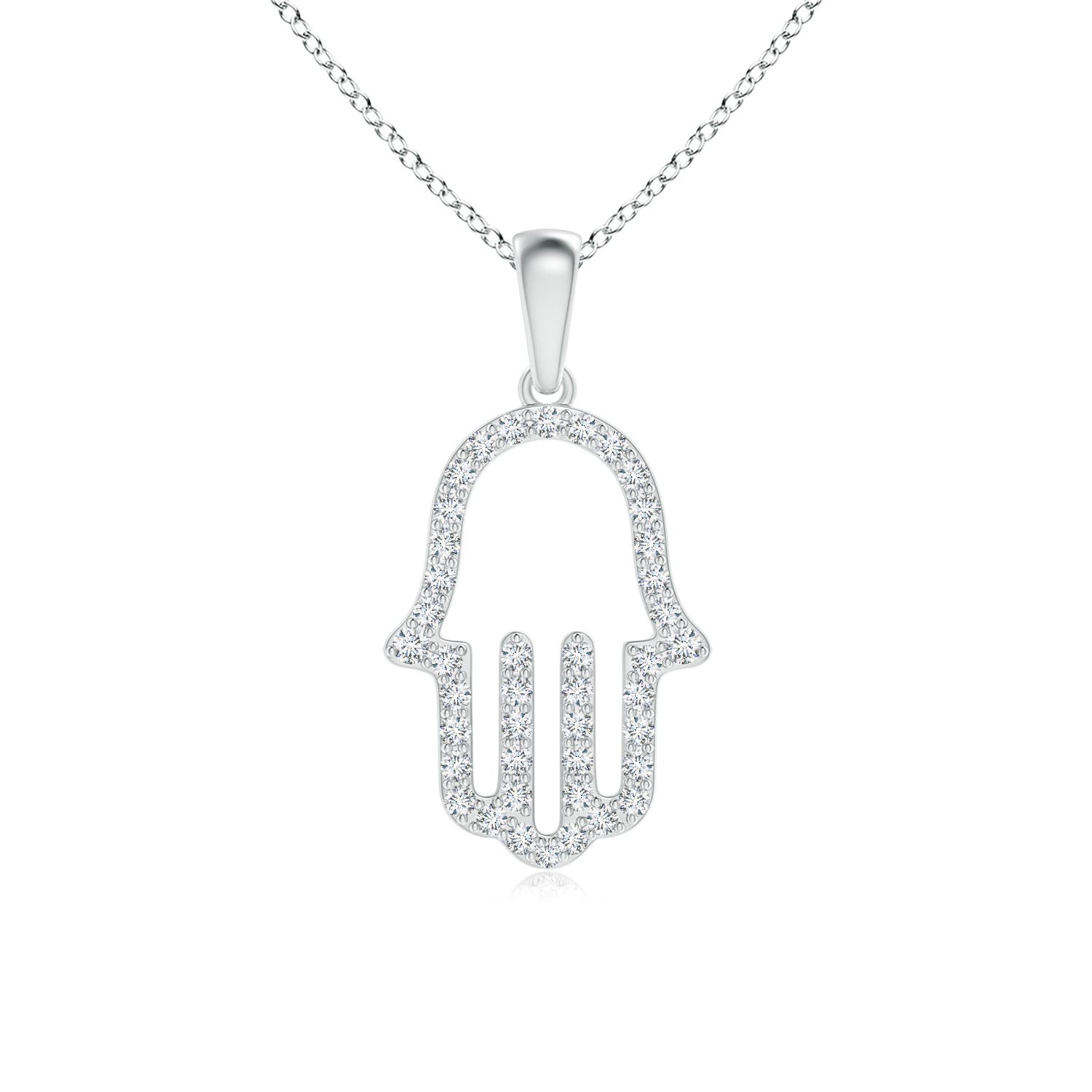 1.3mm GVS2 Diamond Hamsa Hand Pendant in 18CT White Gold