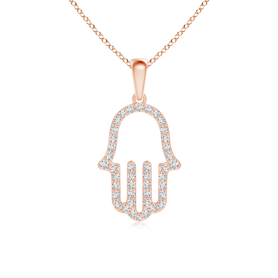 1.3mm GVS2 Diamond Hamsa Hand Pendant in 9K Rose Gold 