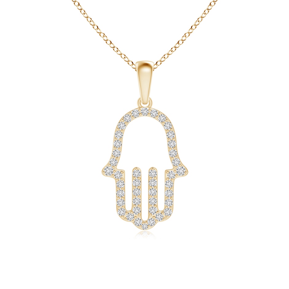 1.3mm HSI2 Diamond Hamsa Hand Pendant in 18K Yellow Gold 