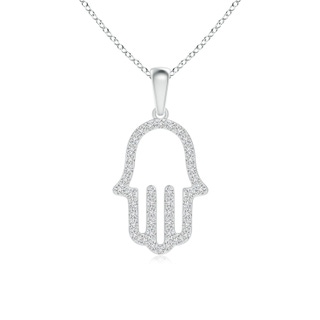 1.3mm HSI2 Diamond Hamsa Hand Pendant in White Gold