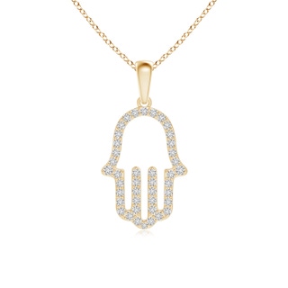 1.3mm HSI2 Diamond Hamsa Hand Pendant in Yellow Gold