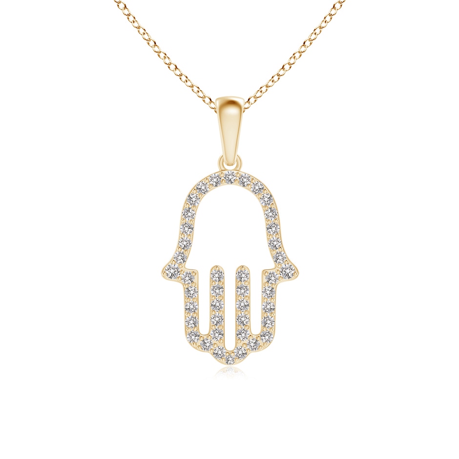 1.3mm IJI1I2 Diamond Hamsa Hand Pendant in 18K Yellow Gold 