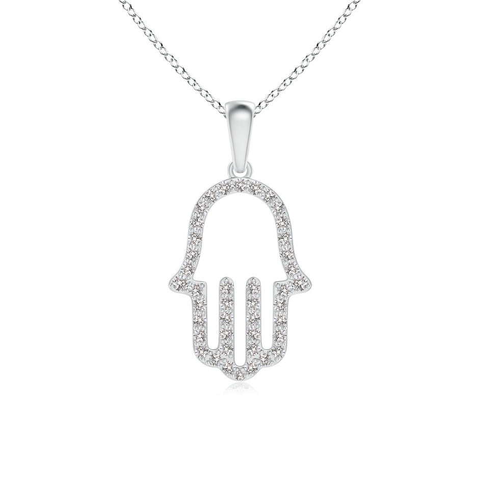 1.3mm IJI1I2 Diamond Hamsa Hand Pendant in White Gold 