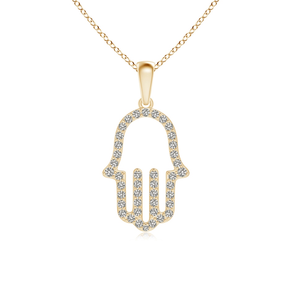 1.3mm KI3 Diamond Hamsa Hand Pendant in Yellow Gold 