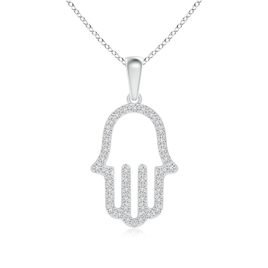 1.4mm HSI2 Diamond Hamsa Hand Pendant in 18K White Gold 