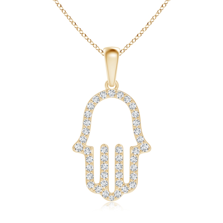 1.5mm GVS2 Diamond Hamsa Hand Pendant in Yellow Gold 