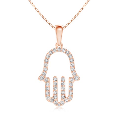 1.5mm HSI2 Diamond Hamsa Hand Pendant in Rose Gold