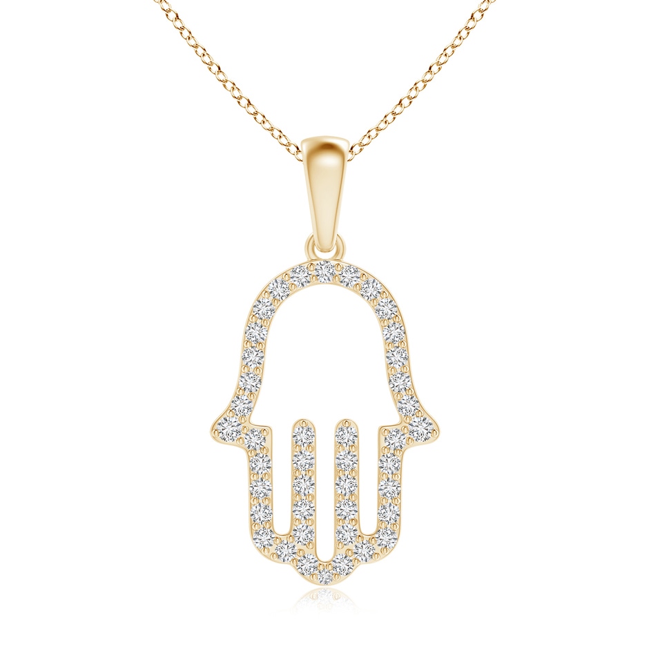 1.5mm HSI2 Diamond Hamsa Hand Pendant in Yellow Gold 
