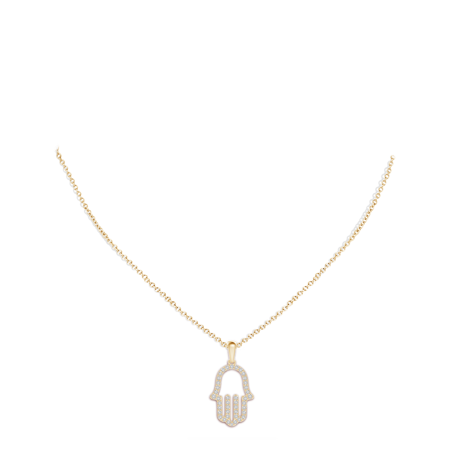 1.5mm HSI2 Diamond Hamsa Hand Pendant in Yellow Gold pen