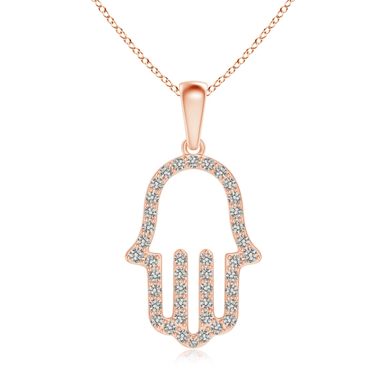 1.5mm KI3 Diamond Hamsa Hand Pendant in 18CT Rose Gold