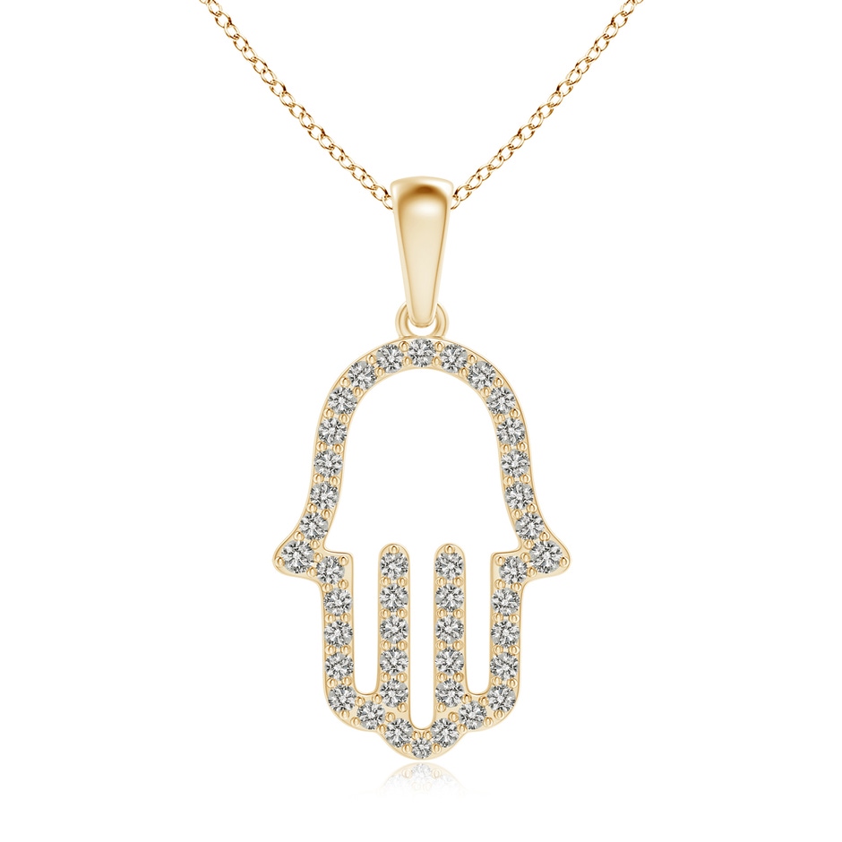 1.5mm KI3 Diamond Hamsa Hand Pendant in 9K Yellow Gold 
