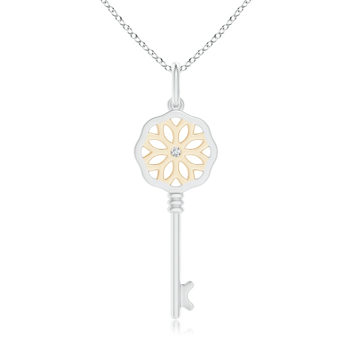 1.4mm GVS2 Daisy Diamond Key Pendant in Two Tone in White Gold Yellow Gold