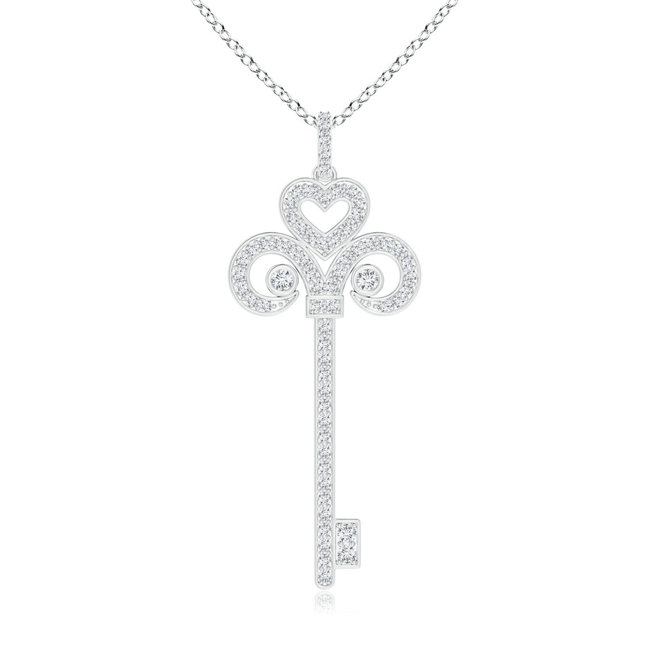 2mm GVS2 Diamond Fleur De Lis Key Pendant in White Gold 