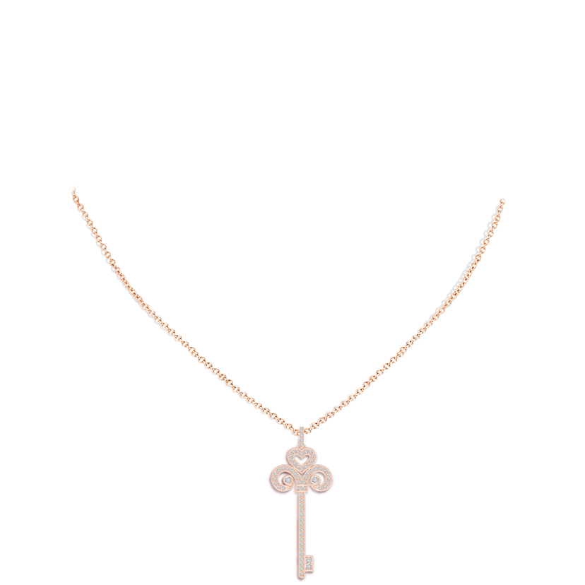 2mm HSI2 Diamond Fleur De Lis Key Pendant in Rose Gold