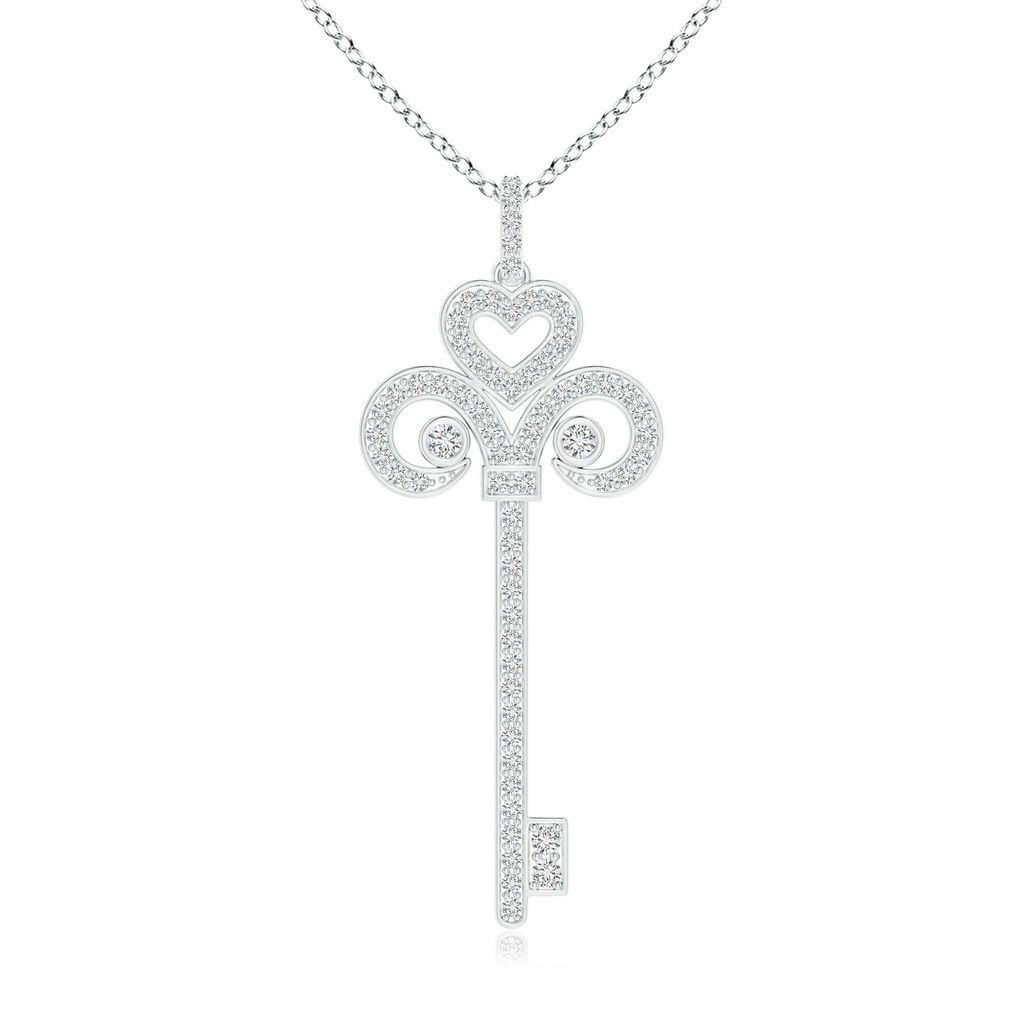 2mm HSI2 Diamond Fleur De Lis Key Pendant in White Gold