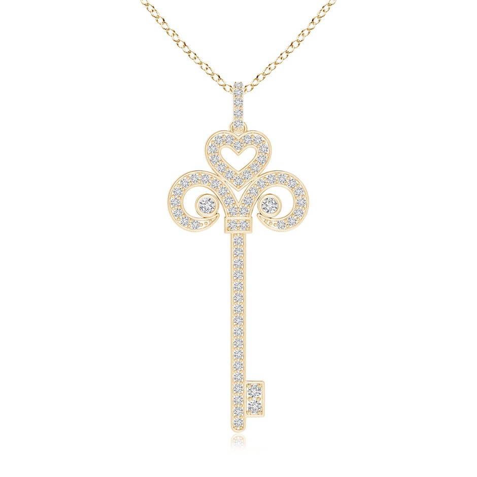 2mm HSI2 Diamond Fleur De Lis Key Pendant in Yellow Gold 
