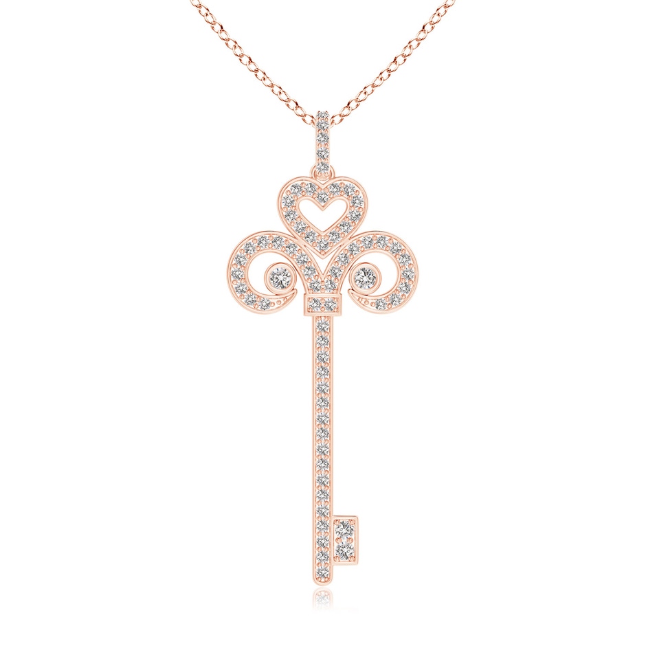 2mm IJI1I2 Diamond Fleur De Lis Key Pendant in Rose Gold 