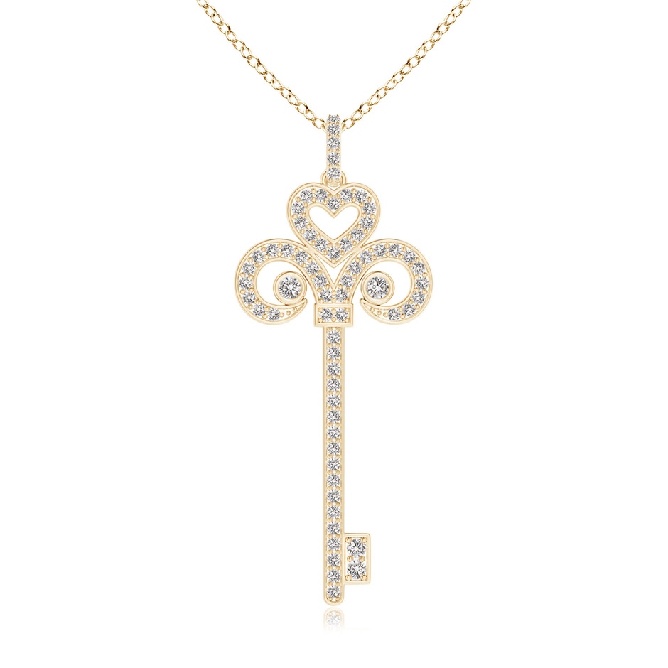 2mm IJI1I2 Diamond Fleur De Lis Key Pendant in Yellow Gold 