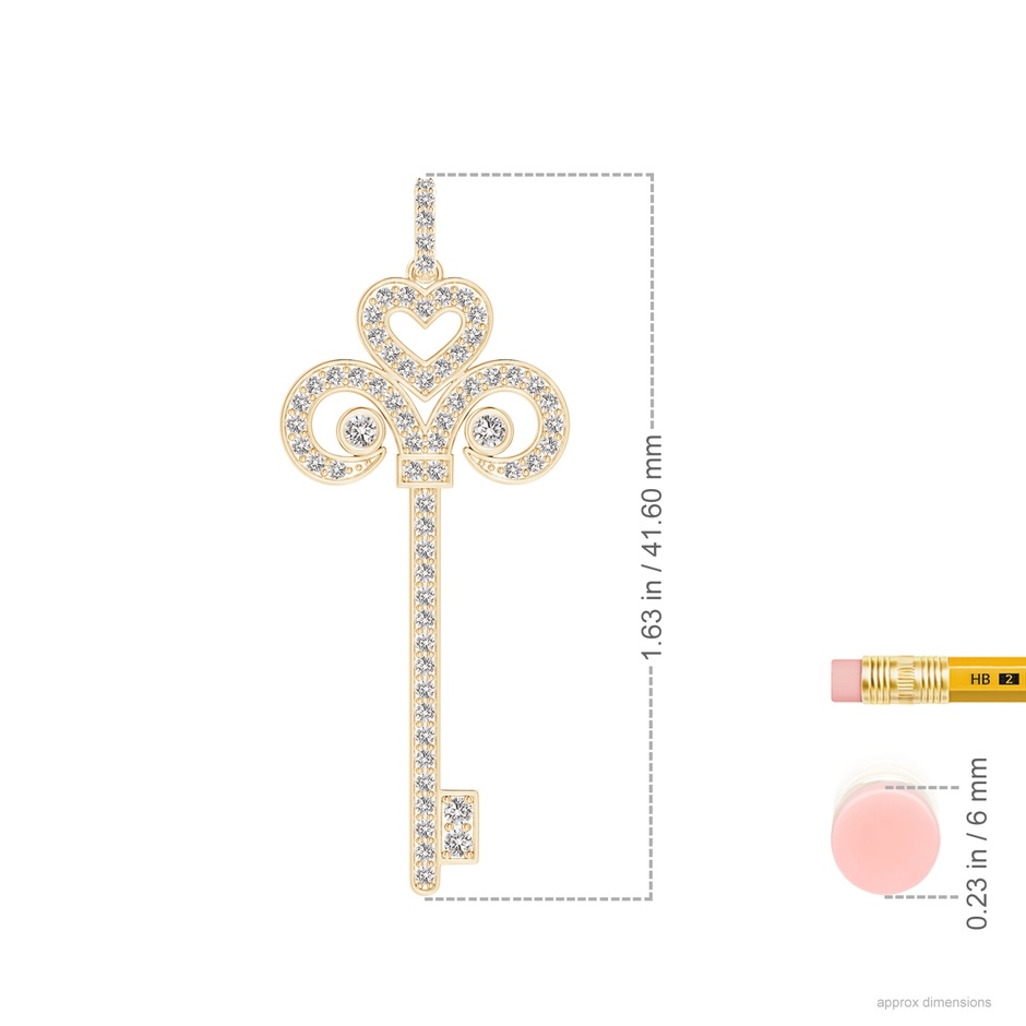 2mm IJI1I2 Diamond Fleur De Lis Key Pendant in Yellow Gold ruler