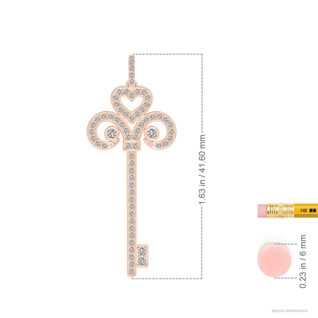 2mm KI3 Diamond Fleur De Lis Key Pendant in Rose Gold Ruler