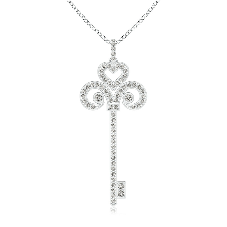 2mm KI3 Diamond Fleur De Lis Key Pendant in White Gold 