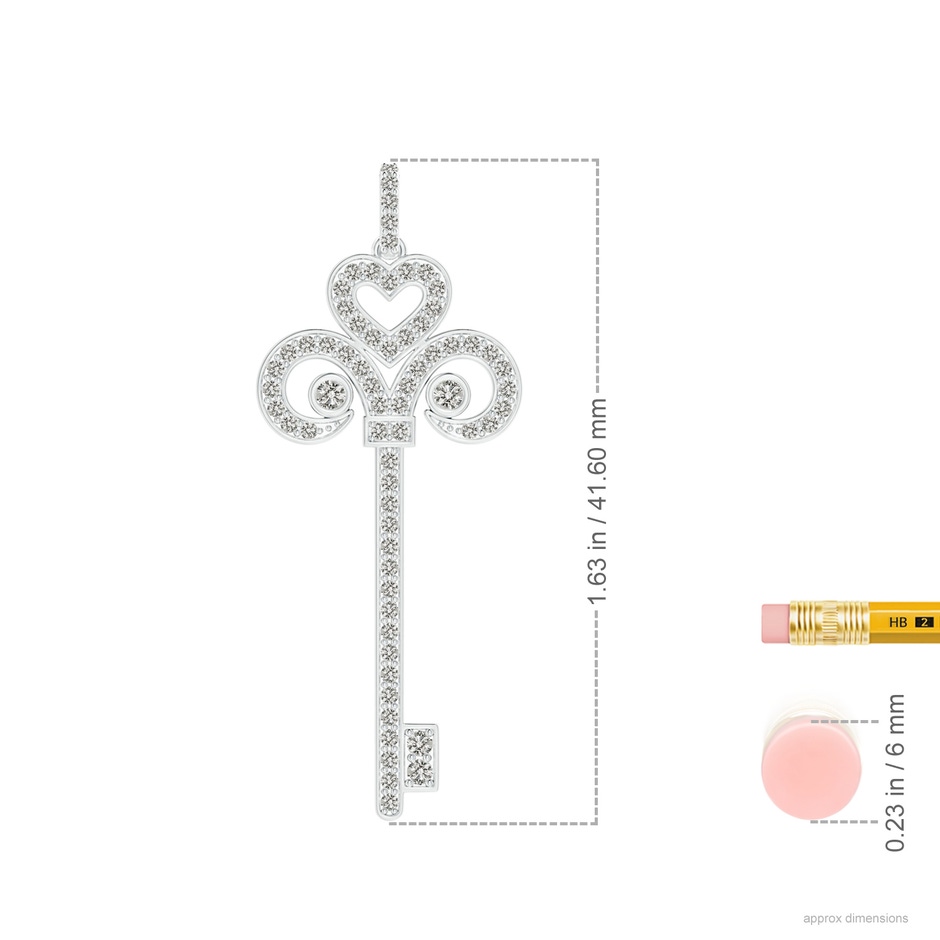 2mm KI3 Diamond Fleur De Lis Key Pendant in White Gold ruler