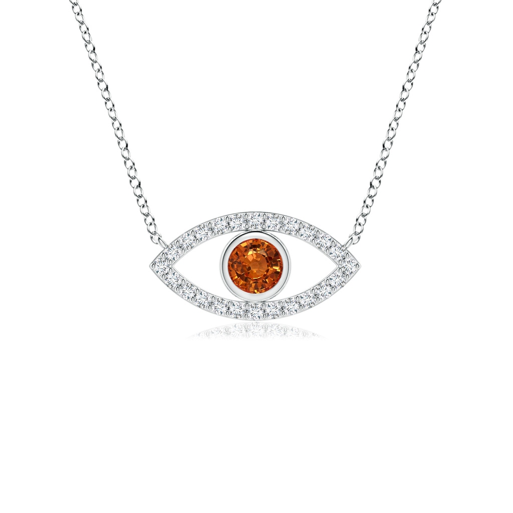 3.5mm AAAA Orange Sapphire Evil Eye Pendant with Diamond Accents in P950 Platinum