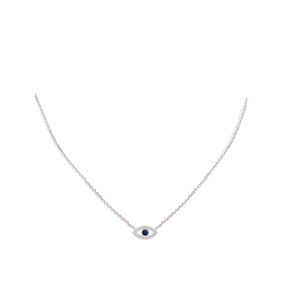2.5mm A Blue Sapphire Evil Eye Pendant with Diamond Accents in 10K White Gold pen