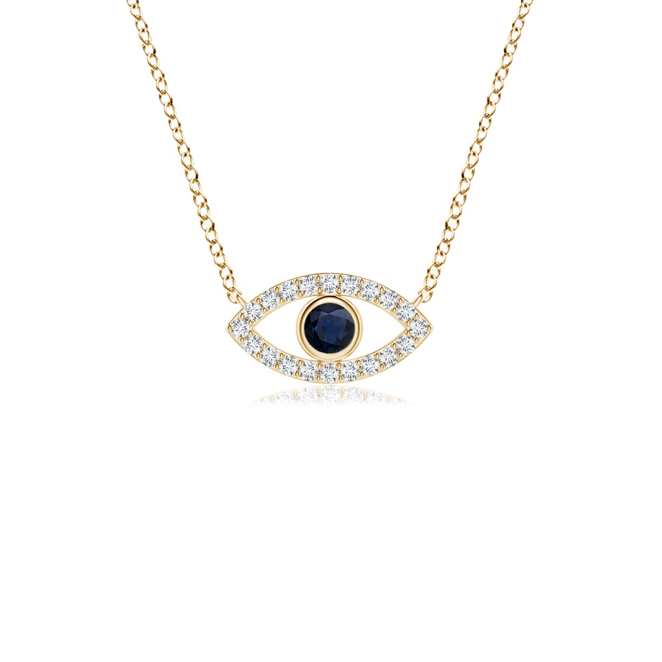 2.5mm A Blue Sapphire Evil Eye Pendant with Diamond Accents in 9K Yellow Gold 