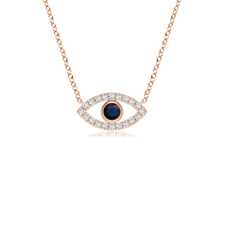 2.5mm A Blue Sapphire Evil Eye Pendant with Diamond Accents in Rose Gold