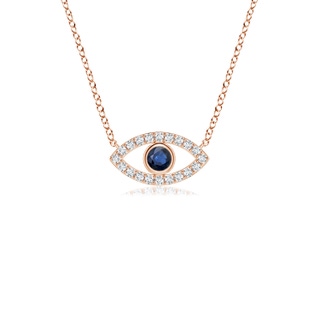 2.5mm AA Blue Sapphire Evil Eye Pendant with Diamond Accents in 10K Rose Gold